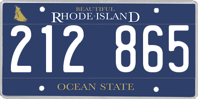 RI license plate 212865