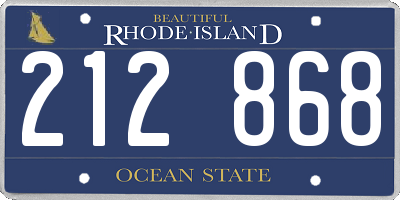 RI license plate 212868
