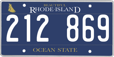 RI license plate 212869