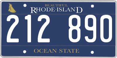 RI license plate 212890