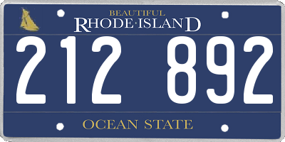 RI license plate 212892