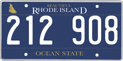 RI license plate 212908