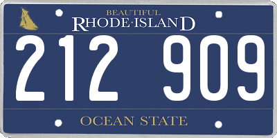 RI license plate 212909