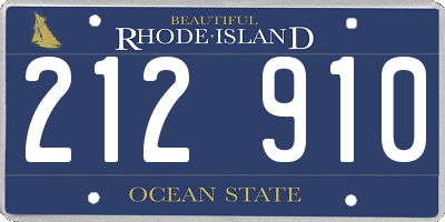 RI license plate 212910
