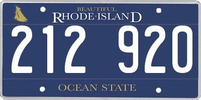 RI license plate 212920