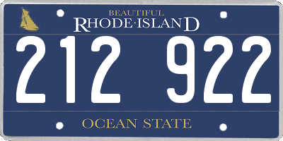 RI license plate 212922