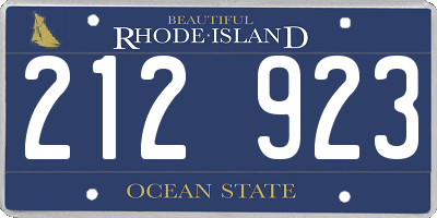 RI license plate 212923