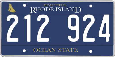 RI license plate 212924