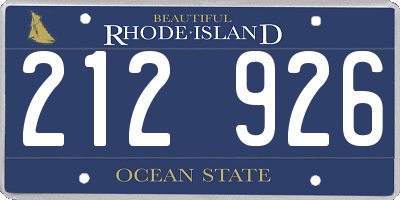RI license plate 212926
