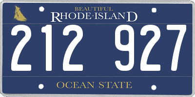 RI license plate 212927