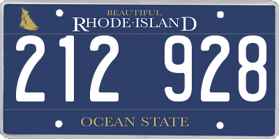 RI license plate 212928
