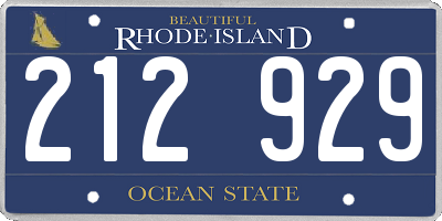 RI license plate 212929