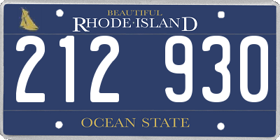 RI license plate 212930