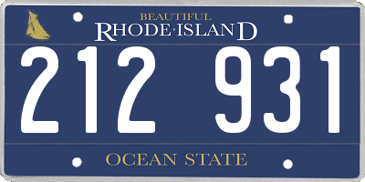 RI license plate 212931