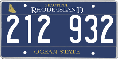 RI license plate 212932