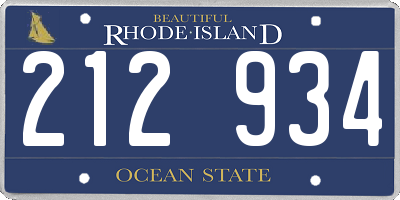 RI license plate 212934