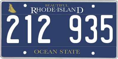 RI license plate 212935