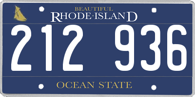 RI license plate 212936