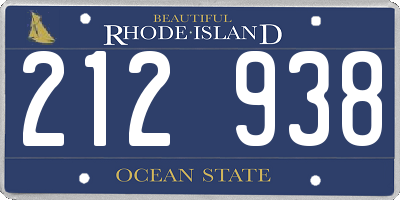 RI license plate 212938