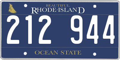 RI license plate 212944