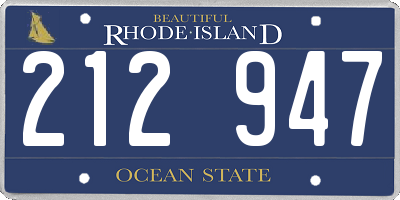 RI license plate 212947