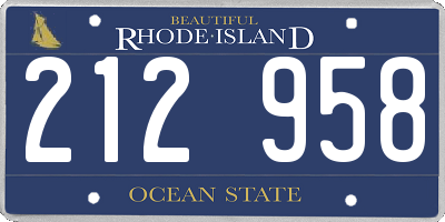 RI license plate 212958