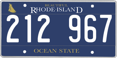 RI license plate 212967