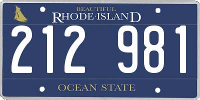 RI license plate 212981