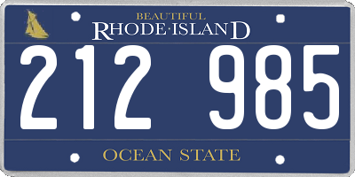 RI license plate 212985