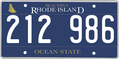 RI license plate 212986