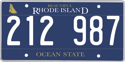 RI license plate 212987