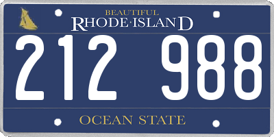 RI license plate 212988