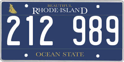 RI license plate 212989