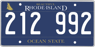 RI license plate 212992