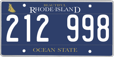RI license plate 212998