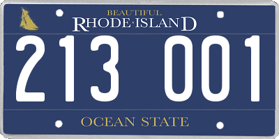 RI license plate 213001