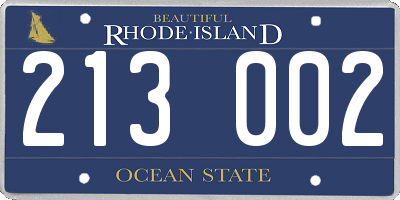 RI license plate 213002