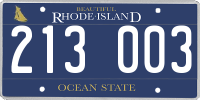 RI license plate 213003