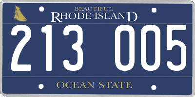 RI license plate 213005