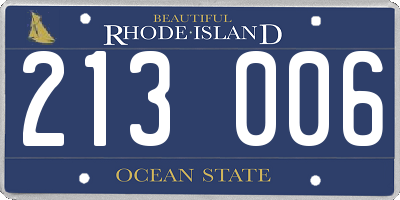 RI license plate 213006