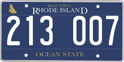 RI license plate 213007