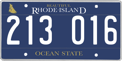 RI license plate 213016