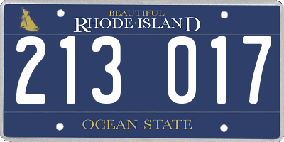 RI license plate 213017