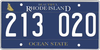 RI license plate 213020
