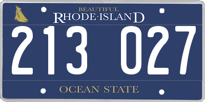 RI license plate 213027