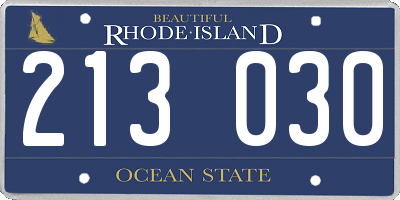 RI license plate 213030