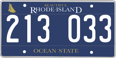 RI license plate 213033