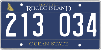 RI license plate 213034