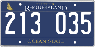 RI license plate 213035