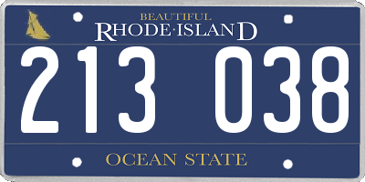 RI license plate 213038